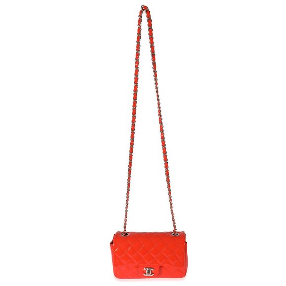 Chanel Orange Patent Rectangular Mini Flap - Picture 5 of 9